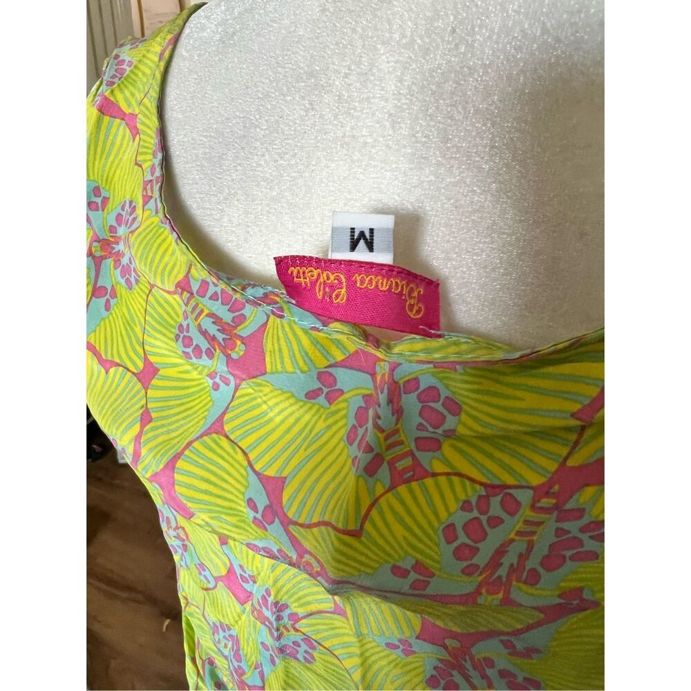 100% silk moth butterfly print Bianca Coletti Women's Button-up Dress like yello - Picture 5 of 6